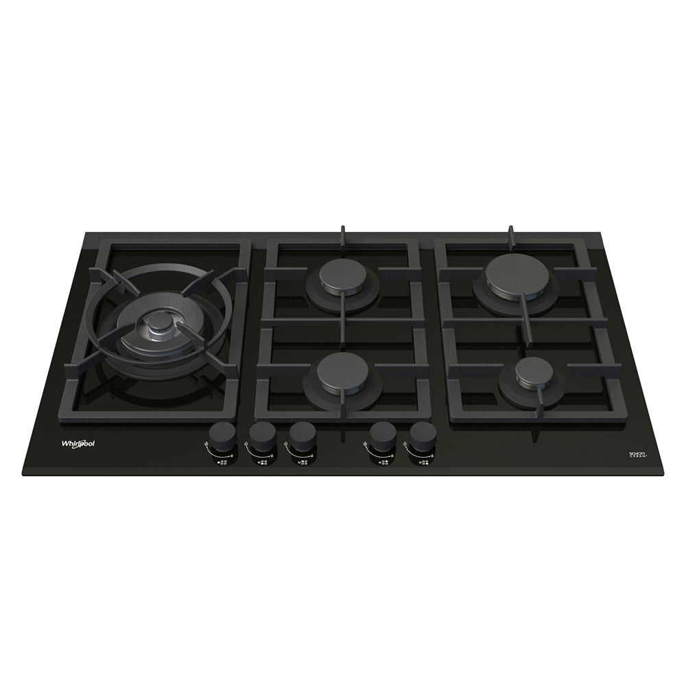90cm 5 Burner Gas Cooktop In Black Glass – Whirlpool Australia