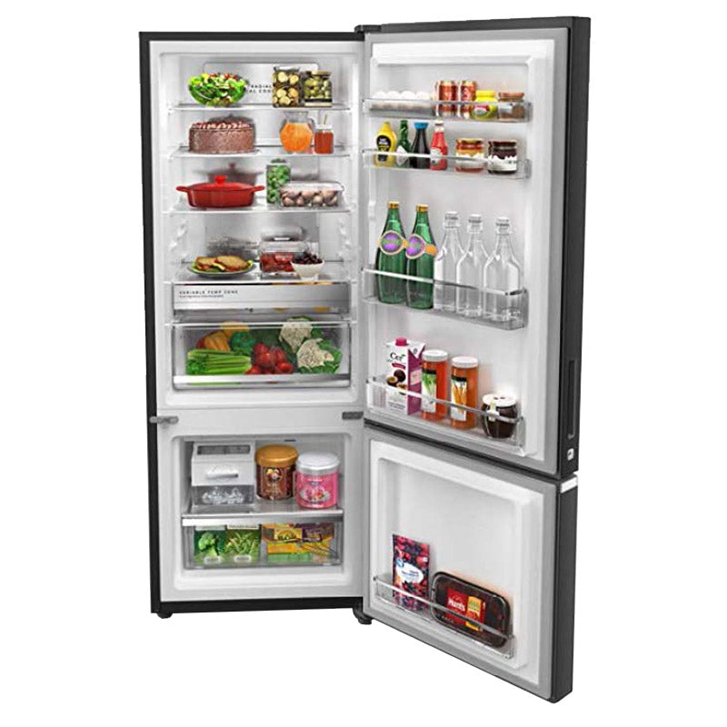 313L Bottom Mount Fridge/Freezer In Black Stainless Steel (Carton Damaged)